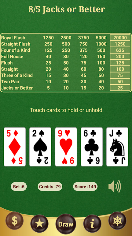 8/5 Jacks or Better Poker应用截图第1张
