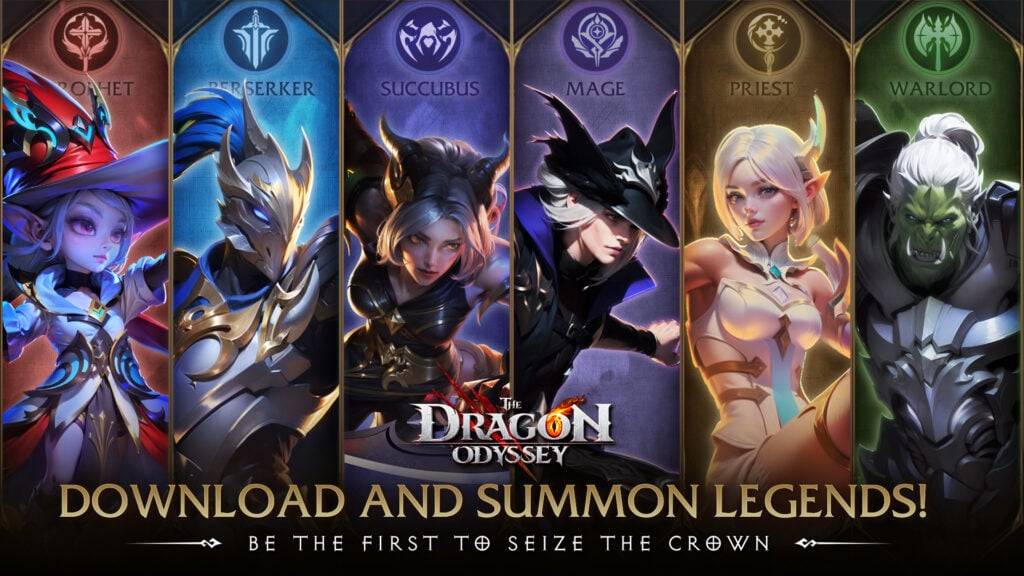Seven character classes in The Dragon Odyssey