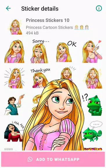 Princess Cartoon WAsticker ဖန်သားပြင်ဓာတ်ပုံ 1