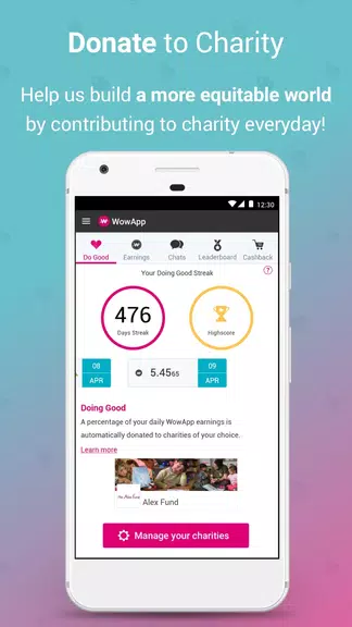 WowApp - Earn. Share. Do Good Captura de tela 3