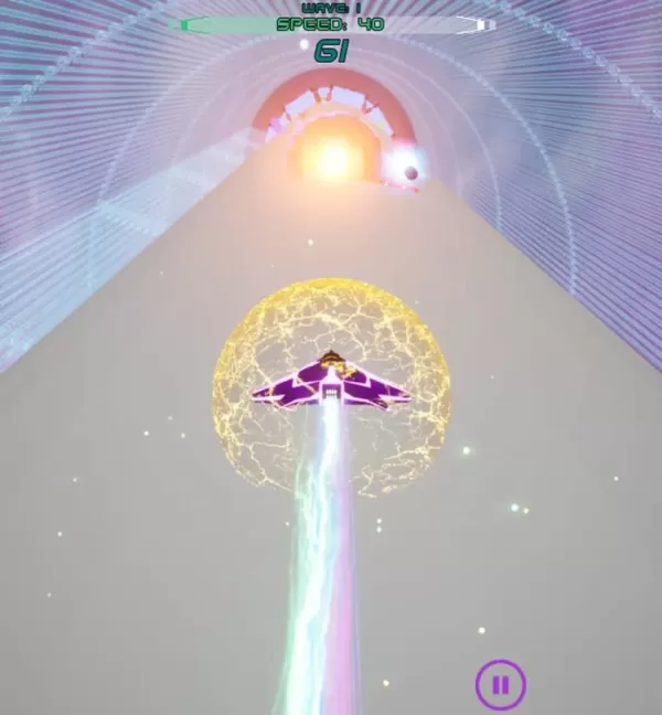 A spacecraft speeding through cosmic pathways surrounded by glowing energy