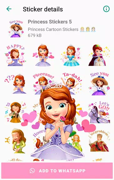 Princess Cartoon WAsticker ဖန်သားပြင်ဓာတ်ပုံ 3