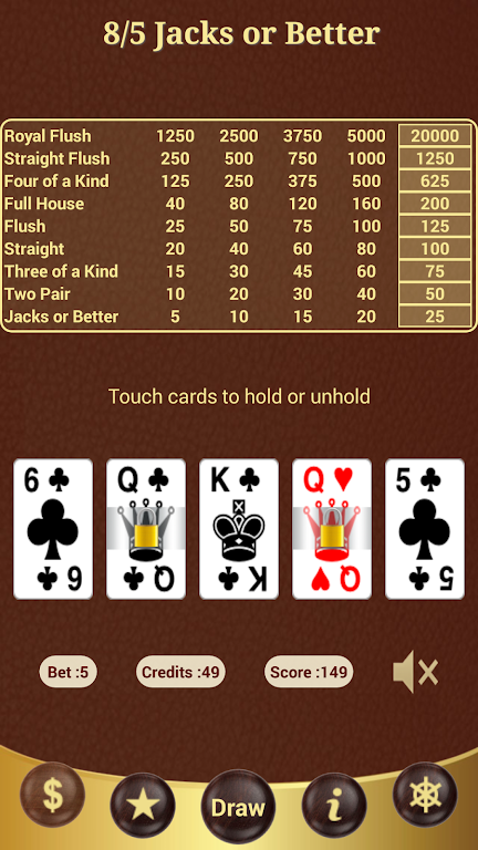 8/5 Jacks or Better Poker应用截图第2张