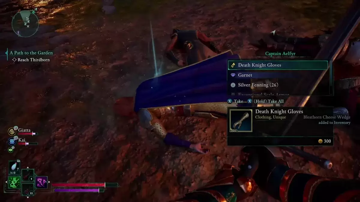 The Death Knight Gloves e altri premi che ricevi in ​​modo da aver ucciso correttamente il capitano Aelfyr in dichiarato durante