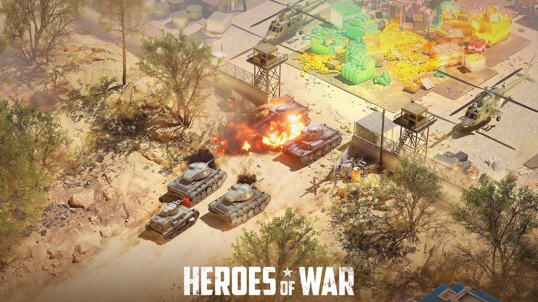 Heroes of War: Idle army game Mod ဖန်သားပြင်ဓာတ်ပုံ 1