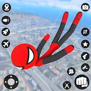 StickMan Rope Hero Spider Game Schermafbeelding 0