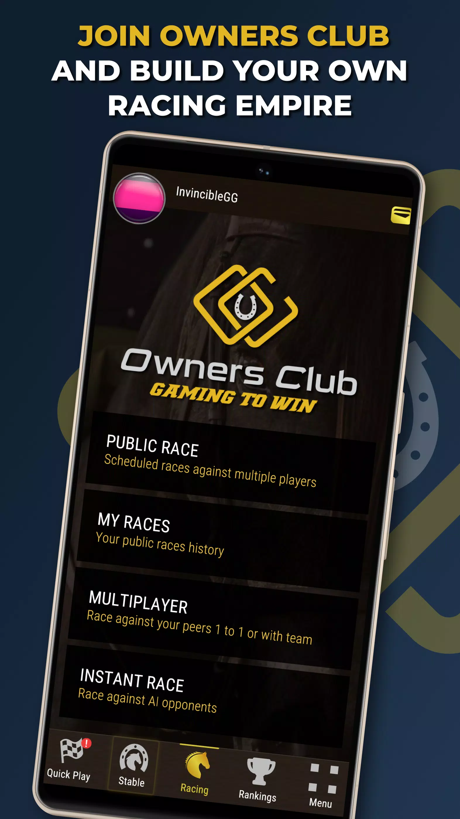 Owners Club - AI Horse Racing Captura de tela 0