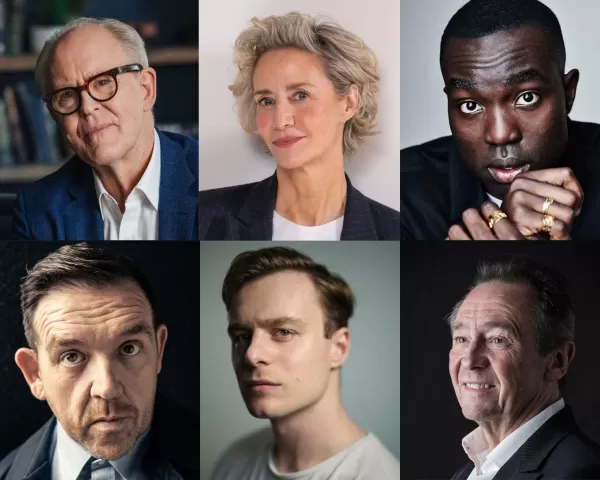 (Oben, von links nach rechts): John Lithgow (Credit: Jessica Howes), Janet McTeer (Kredit: Andrew Crowley), Paapa Essedu (Credit: Ruth Crafer). (Unten, links nach rechts): Nick Frost (Kredit: Lee Malone), Luke Thallon (Kredit: Phil Sharp), Paul Whitehouse (Kredit Mike Marsland). Bild bereitgestellt von Warner Bros.