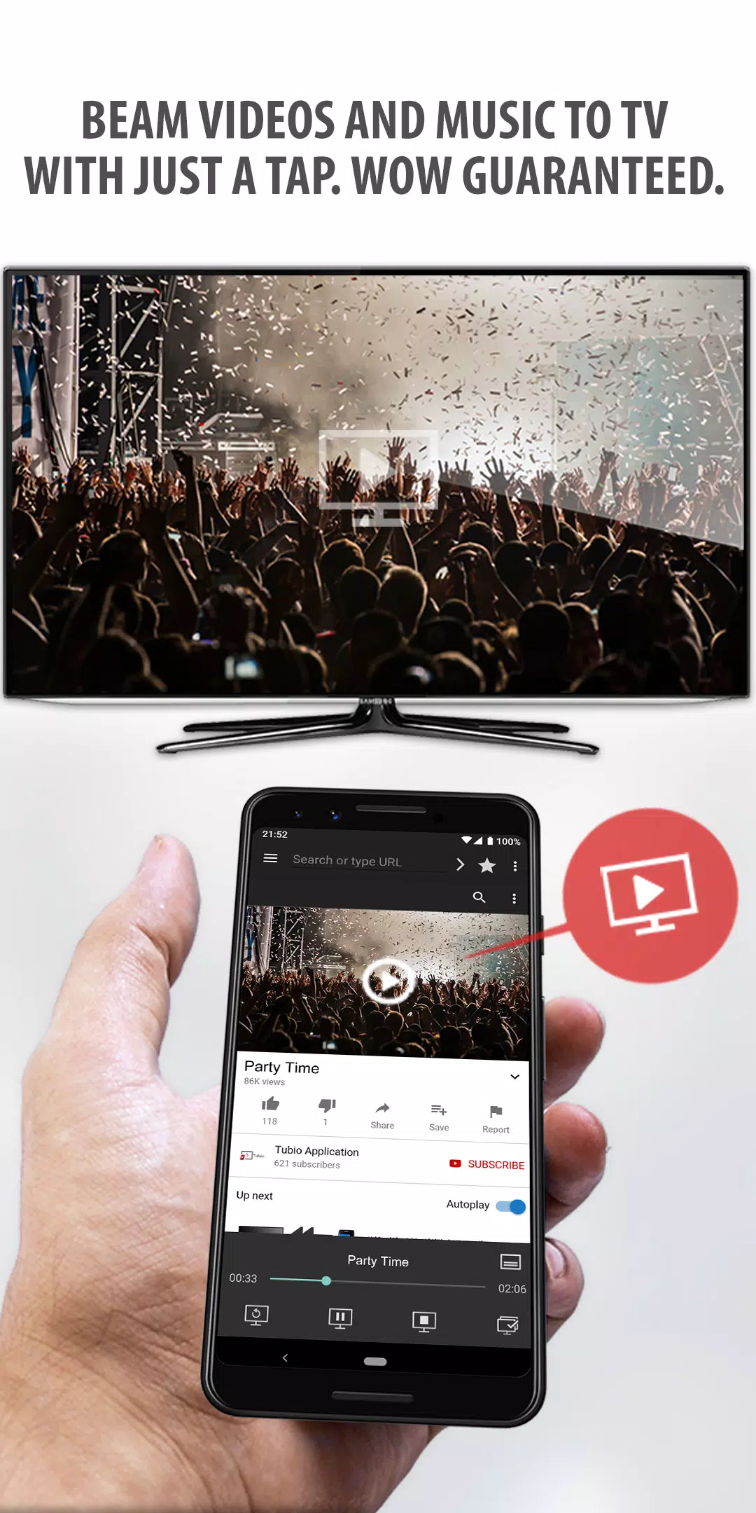 Tubio - ウェブ動画をTVへ流そう スクリーンショット 0