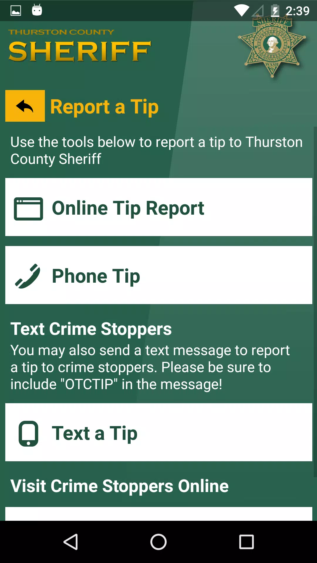 Thurston County Sheriff Captura de pantalla 1
