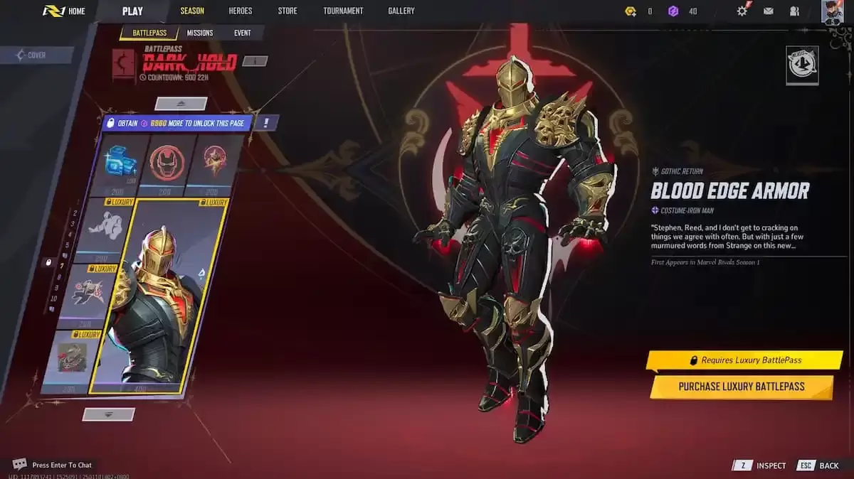 Blood Edge Armor Iron Man Skin