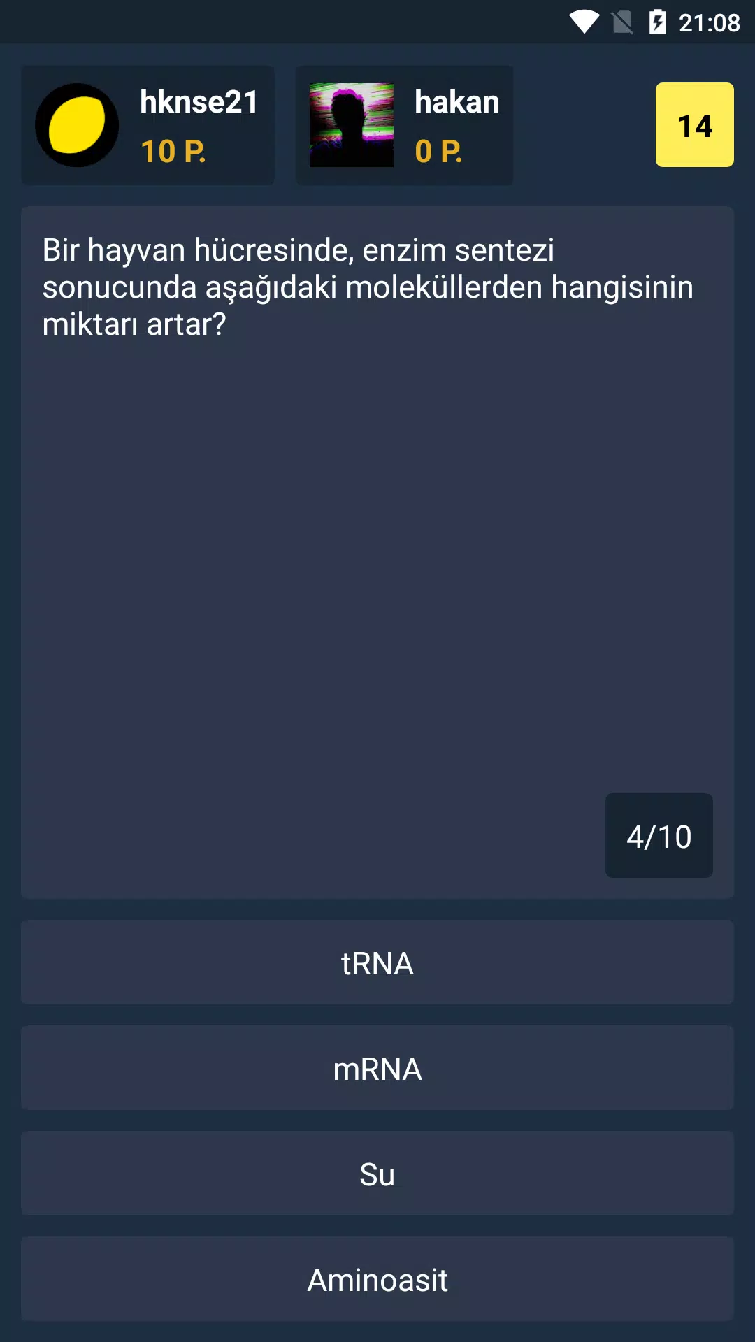 Schermata Biyoloji Quiz 1
