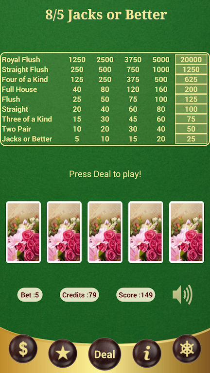 8/5 Jacks or Better Poker应用截图第0张