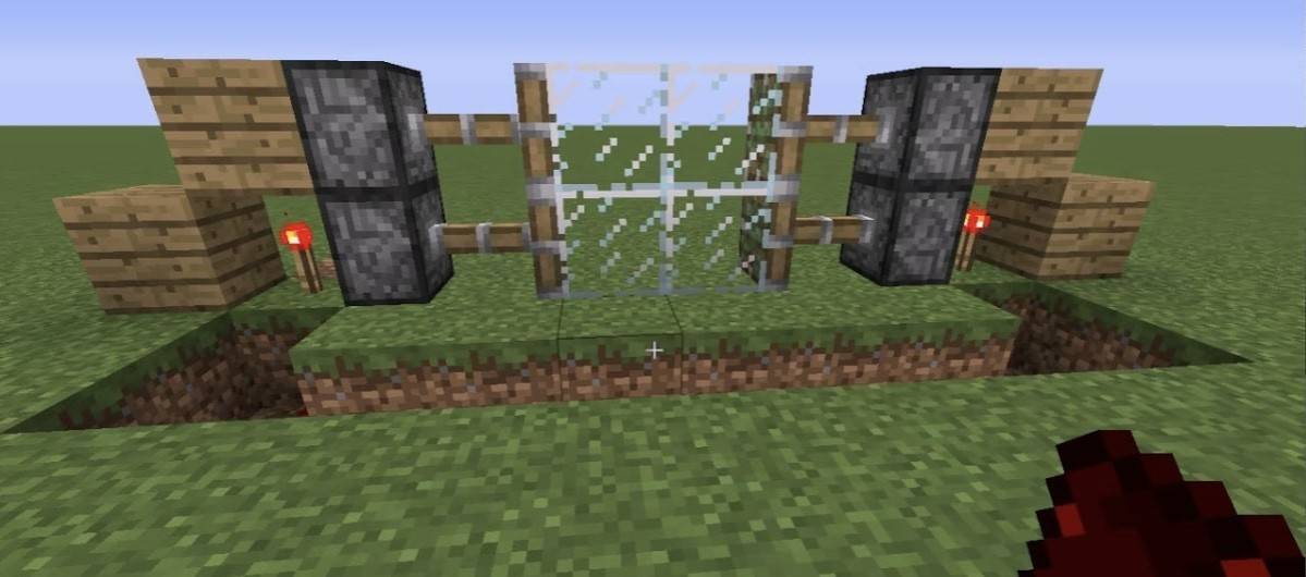 Minecraftの機械的自動ドア