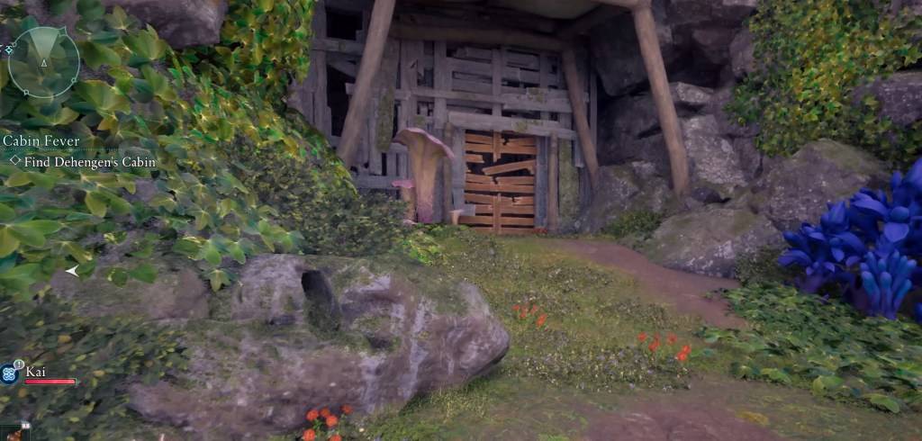 A screen from Avowed showing the boarded-up area where the treasure chest is located.