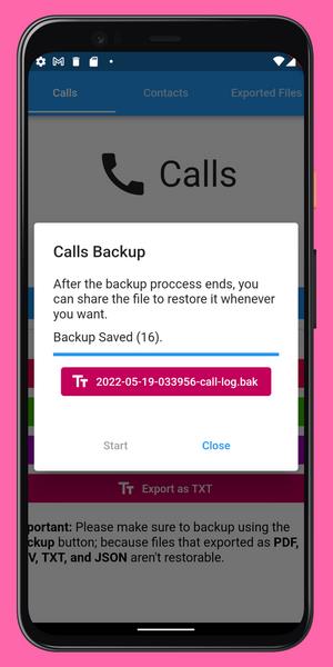 Schermata Call Log Backup,Restore & PDF Export 2