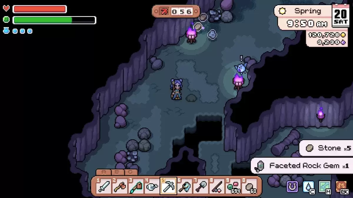 Player finds a Faceted Rock Gem in the mines in Fields of Mistria